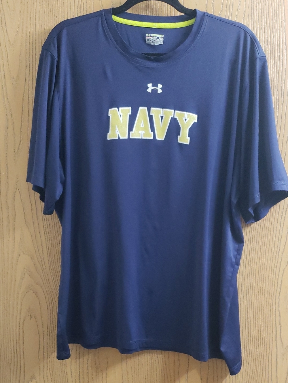 Under Armour Navy Short-Sleeve NAVY Logo Tee with Yellow Accents